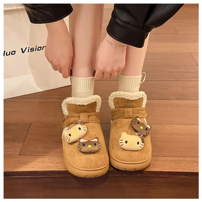 HK Plush Snow Boots – Cute Cartoon Short Boots, Warm & Cozy Girl's Gift