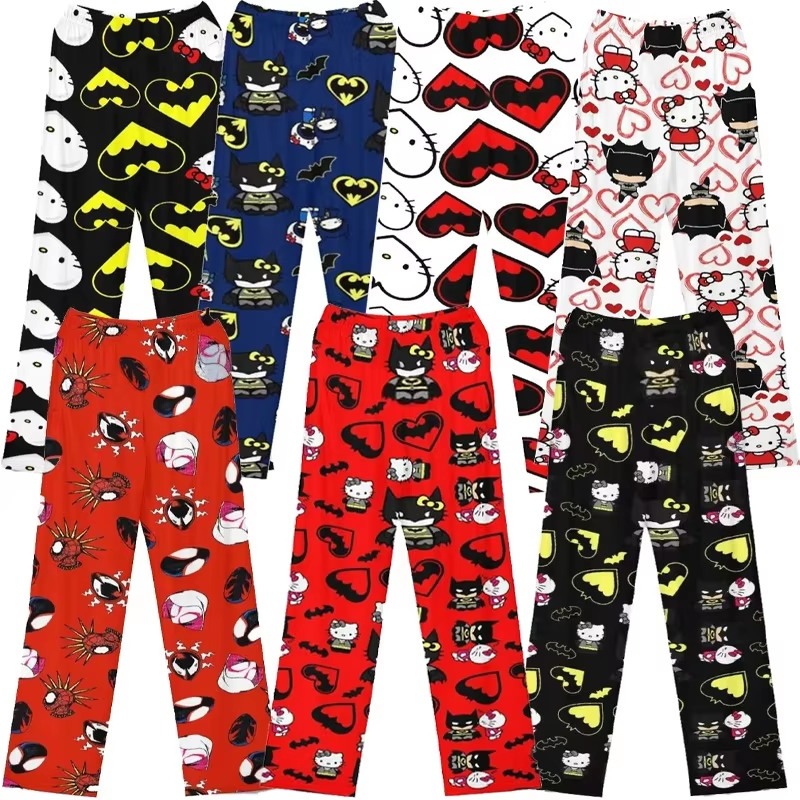 Cartoon Lounge Pants – Kitty, Spider-Man, Bat-man Pajama Trousers for Women & Girls