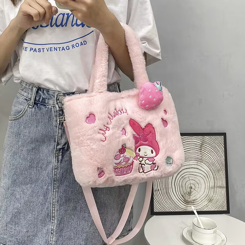 Plush Shoulder Bag - Kuromi, Kitty,  Melody & CinnaAnime Handbag