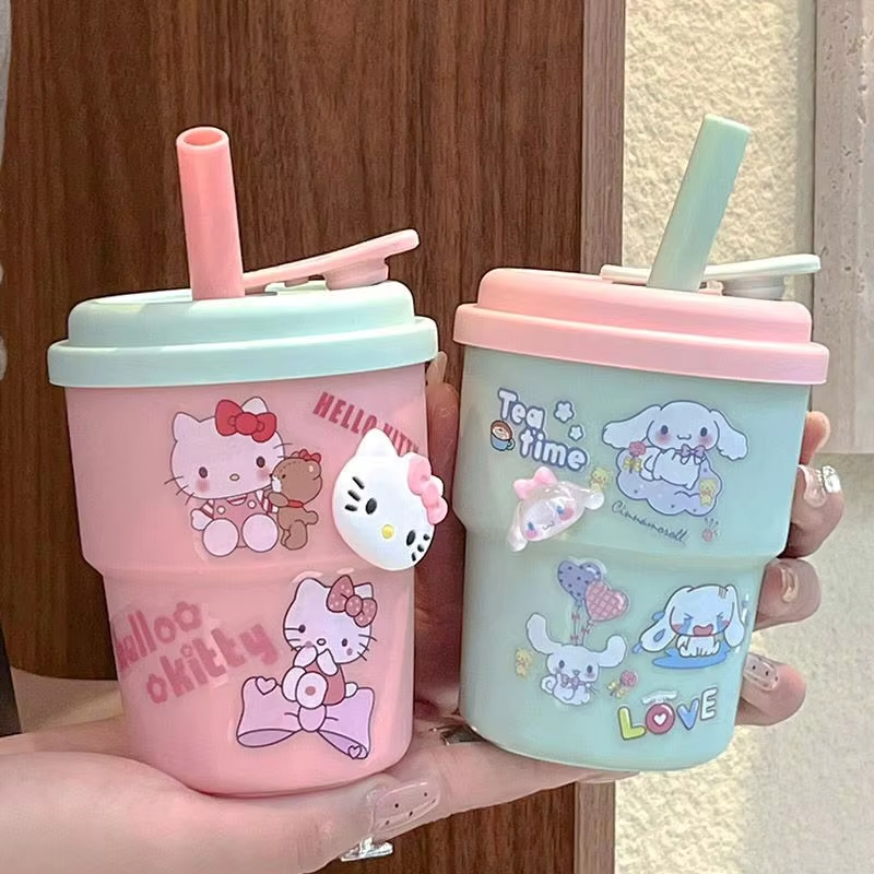 Cute Sanrio Hello Kitty & Cinnamoroll Kawaii Straw Cup – With Stickers