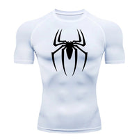 White w/black spider print