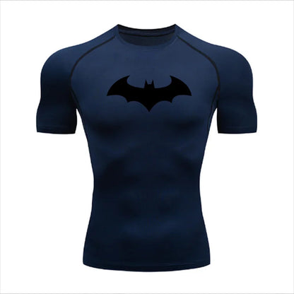 Compression Shirt - Bat Pattern Printed , Quick-drying Short-sleeved