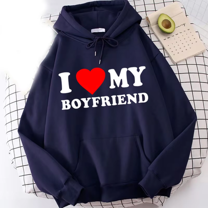 "I Love My Boyfriend" Hoodie – Y2K Streetwear Unisex Pullover Sweatshirt for Women