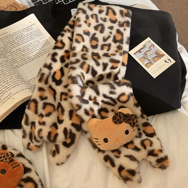 HK Plush Scarf – Cute College Style Winter Accessory, Windproof & Perfect Gift for Students