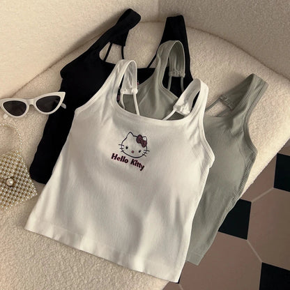 Hello Kitty Cross Back Tank Top with Chest Pads - 3 Variants