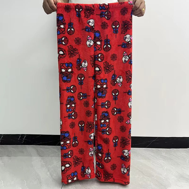 Cotton Velvet H.Kitty x Spider-man Loose Pajama Pants