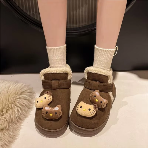 HK Plush Snow Boots – Cute Cartoon Short Boots, Warm & Cozy Girl's Gift