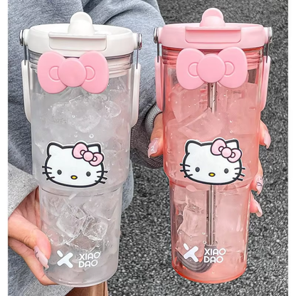 Hello Kitty Large Capacity Sports Bottle – Cute & Portable Straw Cup