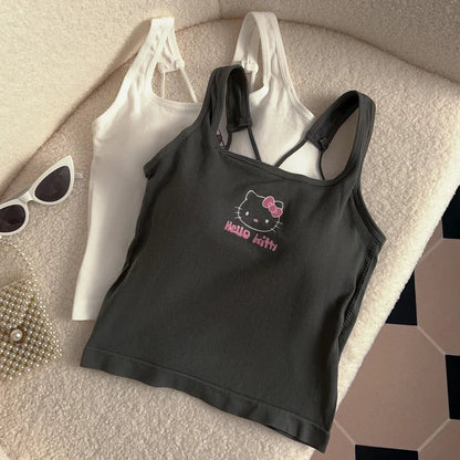 Hello Kitty Cross Back Tank Top with Chest Pads - 3 Variants