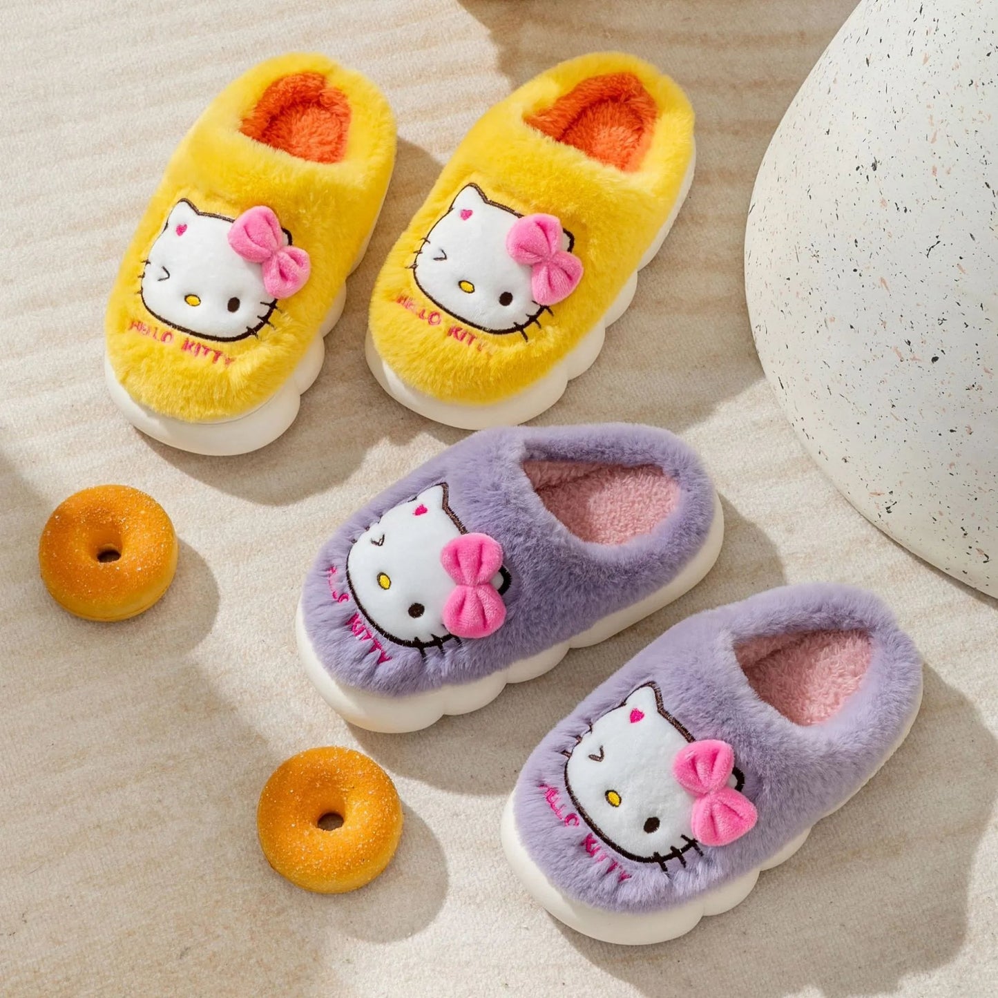 Kawaii H. Kitty Plush Slippers  - Non-Slip Warm Cotton