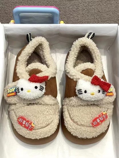 Hello Kitty Winter Cotton Shoes – Plush Snow Boots, Non-Slip, Warm & Cute Gift