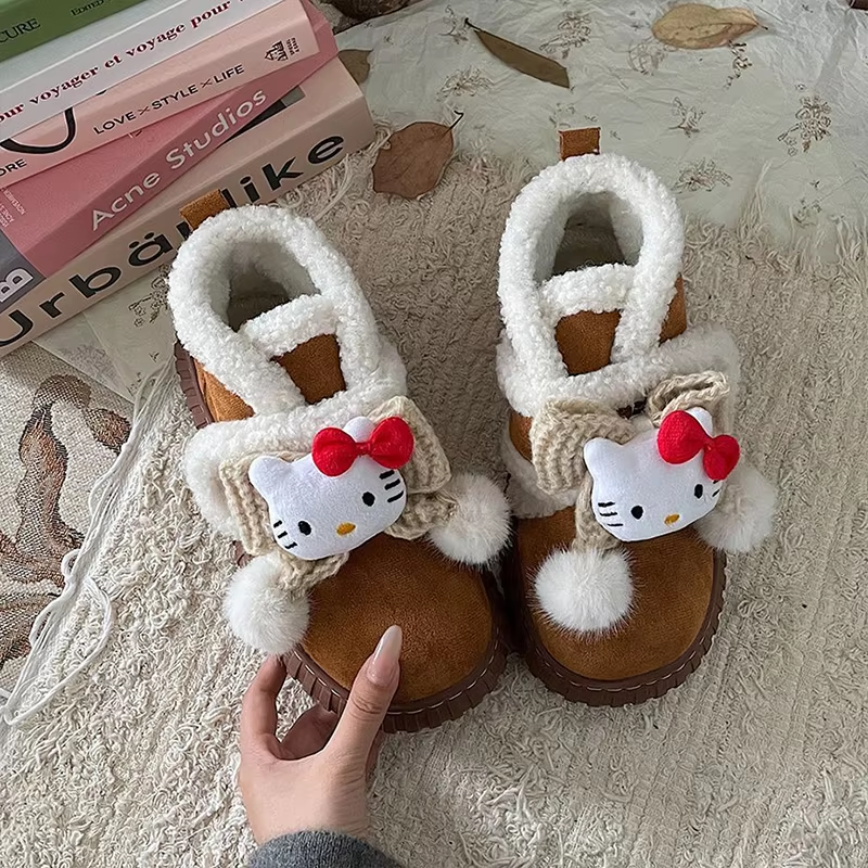 2024 Kitty Snow Boots – Cute Y2K Woolen Cotton Shoes, Perfect Gift for Kids