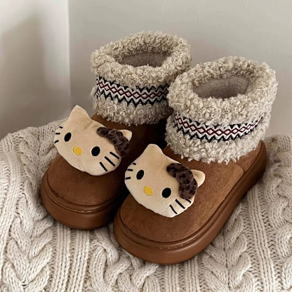 Kitty Anime Snow Boots – Warm, Thick-Soled, Anti-Slip Short Boots for Girls