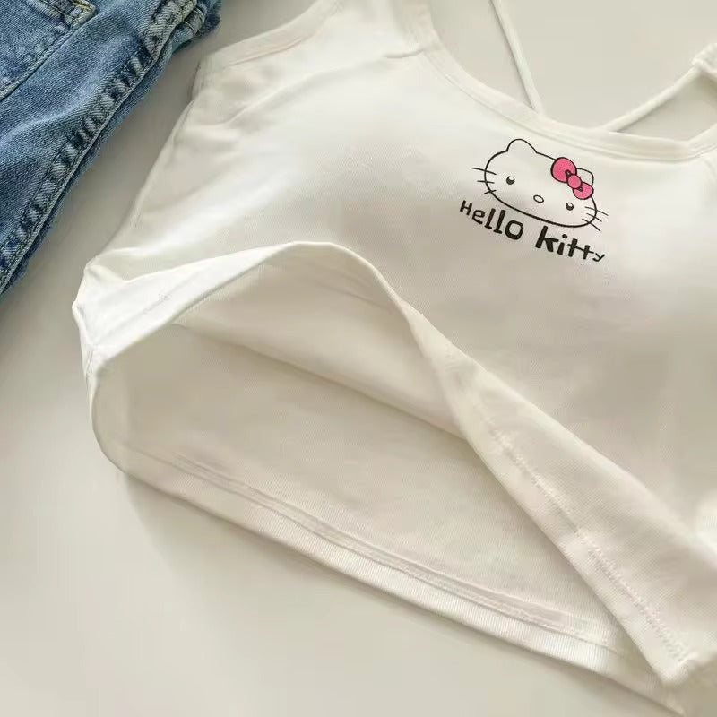 Hello Kitty Cross Back Tank Top with Chest Pads - 3 Variants