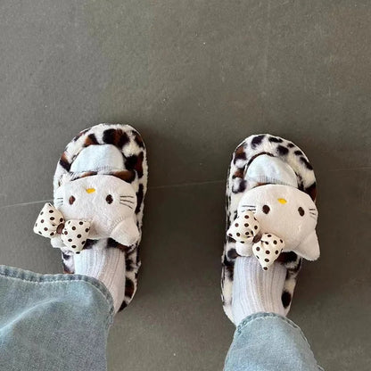 Y2K H. Kitty Leopard Plush Slipper