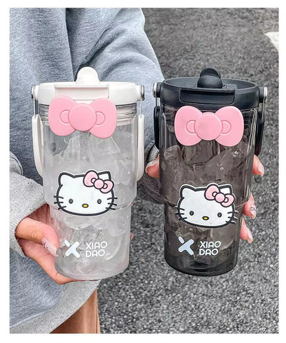 Hello Kitty Large Capacity Sports Bottle – Cute & Portable Straw Cup