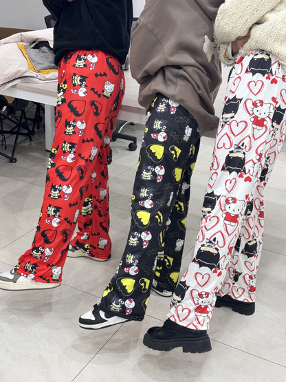 Sanrio Y2K Hello Kitty & Batman Pajama Pants – Cute & Comfy Cartoon Style