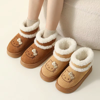 Cartoon Anime Cute Kitty Cotton Shoes – Thick-Soled Warm Winter Outdoor Boots for Girls