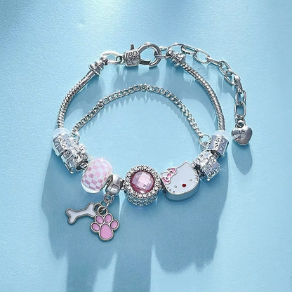 Kitty Pink Beaded Bracelet - Cute Anime-Inspired Fashion Jewelry Gift