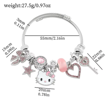 HK Gold Plated Bracelet with Charms - High-Quality Kawaii Jewelry for Women & Girls