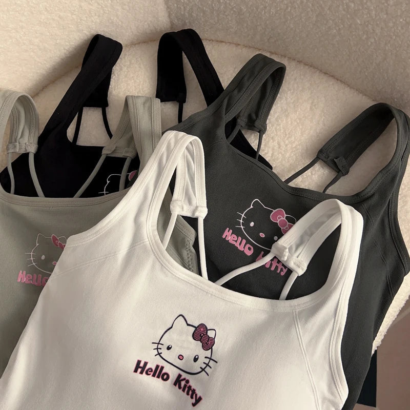 Hello Kitty Cross Back Tank Top with Chest Pads - 3 Variants