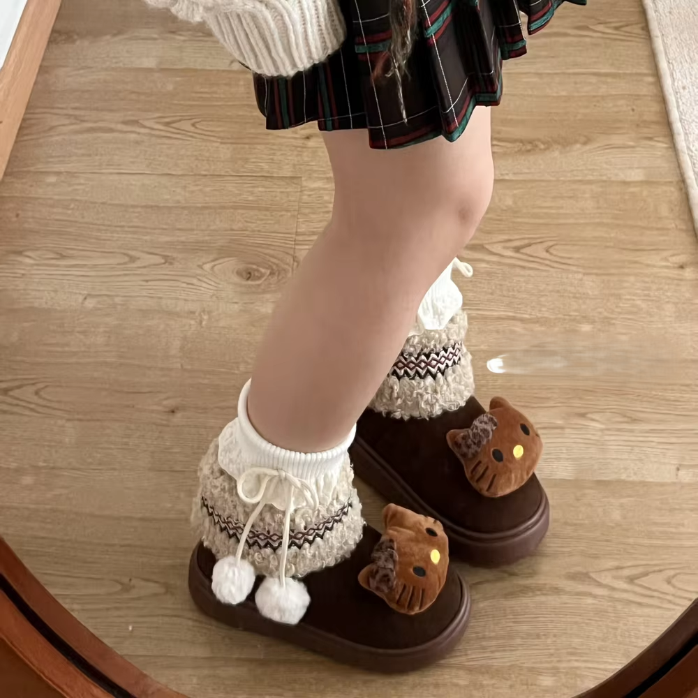 Kitty Anime Snow Boots – Warm, Thick-Soled, Anti-Slip Short Boots for Girls