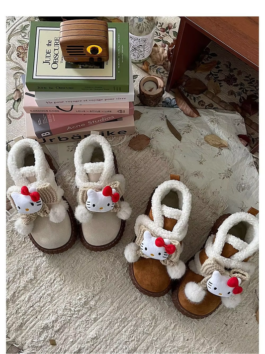 2024 Kitty Snow Boots – Cute Y2K Woolen Cotton Shoes, Perfect Gift for Kids