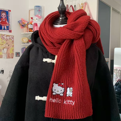 Kitty Plush Scarf – Kawaii Y2K Japanese Style, Cute & Warm Winter Accessory for Women