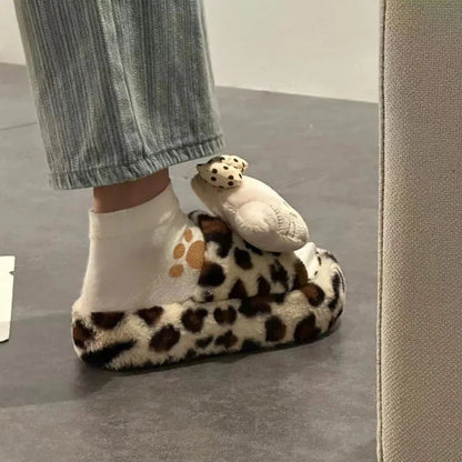 Y2K H. Kitty Leopard Plush Slipper