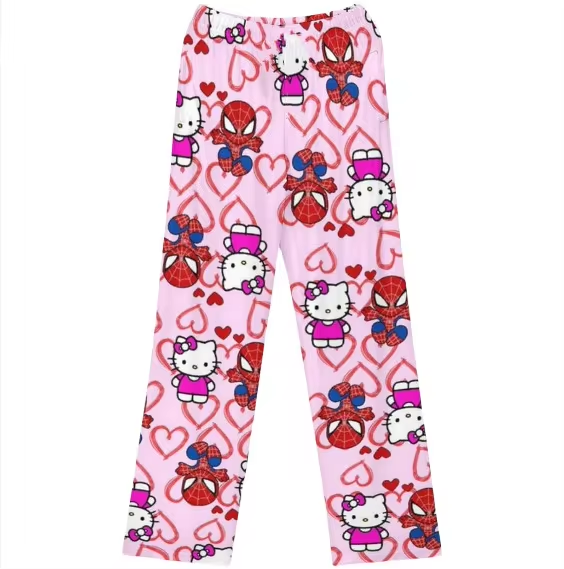 Cartoon Lounge Pants – Kitty, Spider-Man, Bat-man Pajama Trousers for Women & Girls