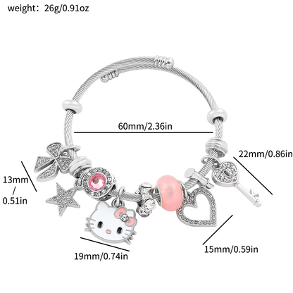 HK Gold Plated Bracelet with Charms - High-Quality Kawaii Jewelry for Women & Girls