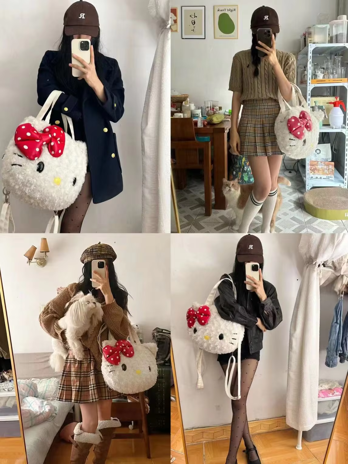 HK Plush Shoulder Bag - Soft & Fluffy Large Capacity Kawaii Tote for Women