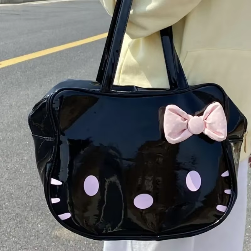 HK Leather Shoulder Bag - Cute Bow Harajuku Fashion Tote for Women