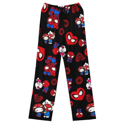 Cartoon Lounge Pants – Kitty, Spider-Man, Bat-man Pajama Trousers for Women & Girls