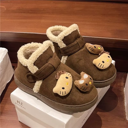 HK Plush Snow Boots – Cute Cartoon Short Boots, Warm & Cozy Girl's Gift