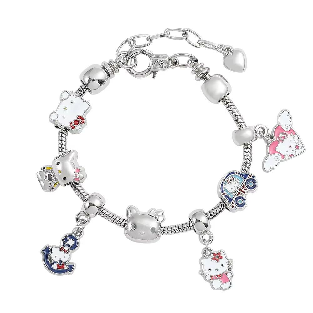 HK Gold Plated Bracelet with Charms - High-Quality Kawaii Jewelry for Women & Girls