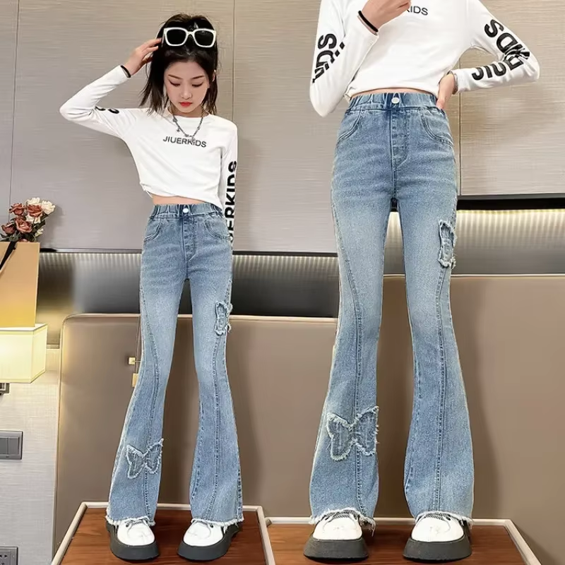 2024 Trendy Girls' Flared Jeans – High Waist, Leg-Shaping, Perfect for Spring & Autumn Casual Wear