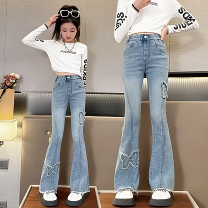 2024 Trendy Girls' Flared Jeans – High Waist, Leg-Shaping, Perfect for Spring & Autumn Casual Wear