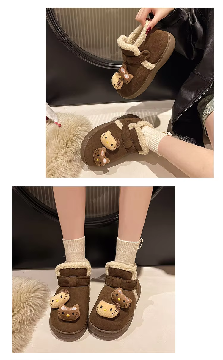 HK Plush Snow Boots – Cute Cartoon Short Boots, Warm & Cozy Girl's Gift