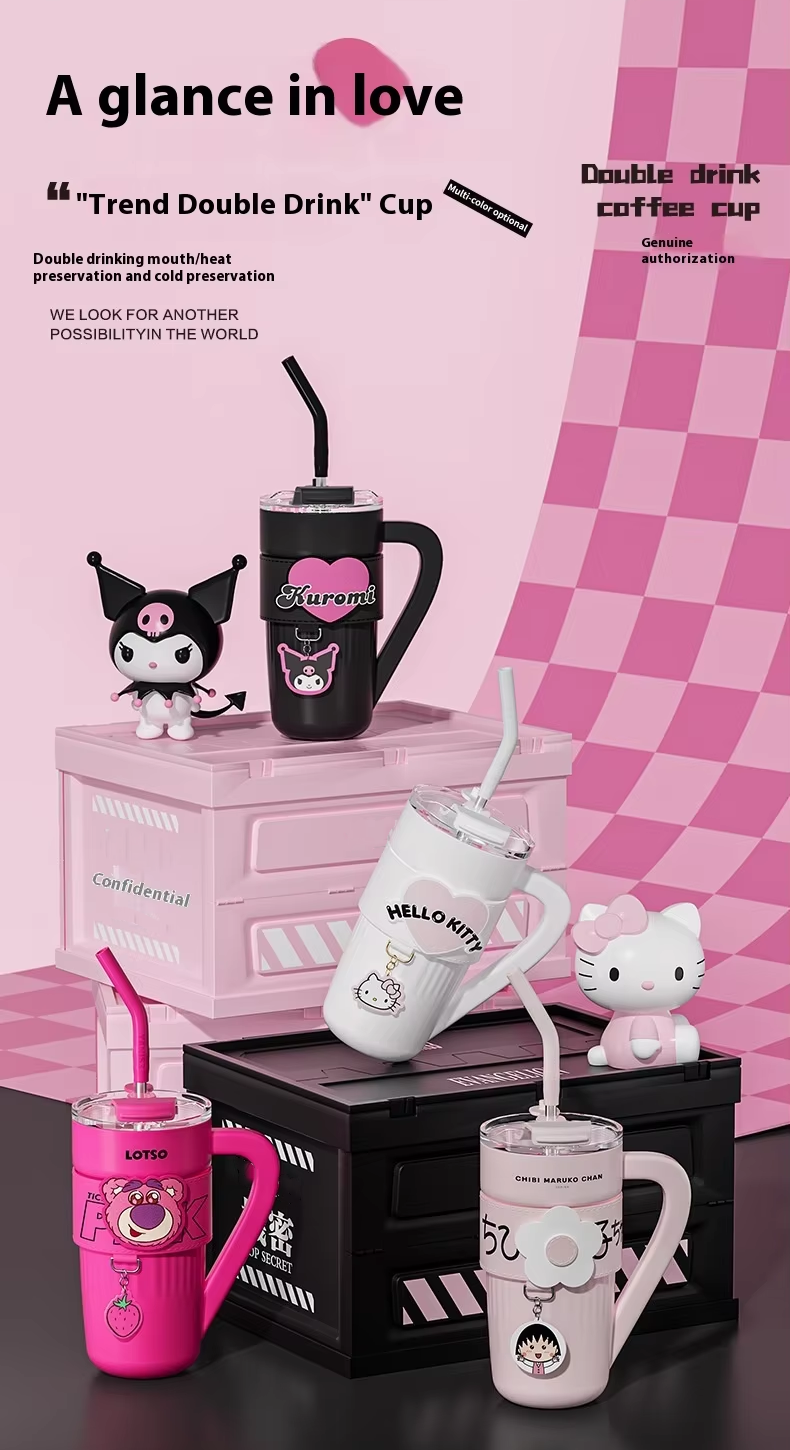 Vacuum Cup – Cute  Kitty, Kuromi & Lots-O'-Huggin' Bear Designs, Best-Selling Kawaii Kettle Cup