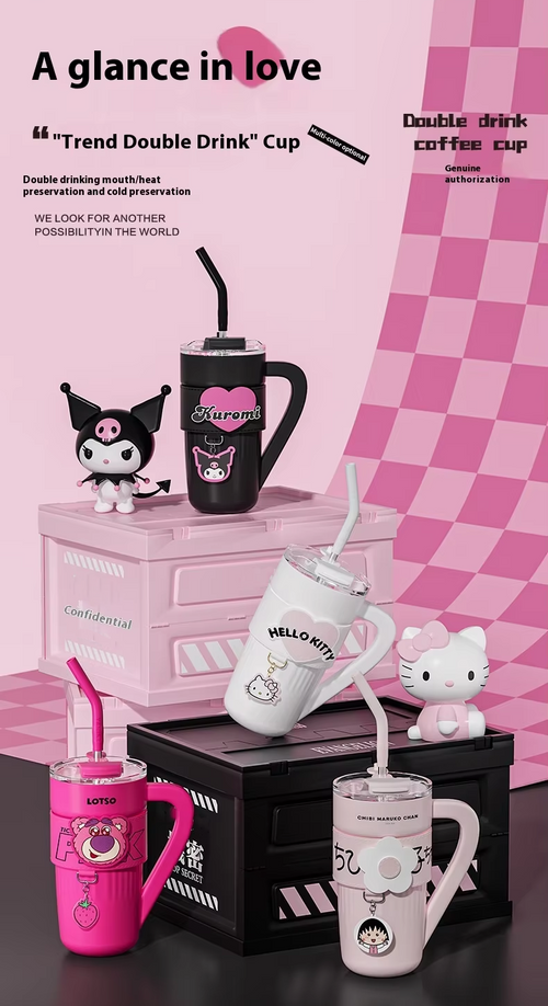 Vacuum Cup – Cute  Kitty, Kuromi & Lots-O'-Huggin' Bear Designs, Best-Selling Kawaii Kettle Cup