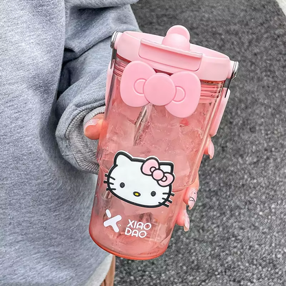 Hello Kitty Large Capacity Sports Bottle – Cute & Portable Straw Cup