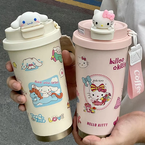 Kitty & Cinna Thermos – 500ml Stainless Steel Travel Mug, Leak-Proof Insulated Bottle