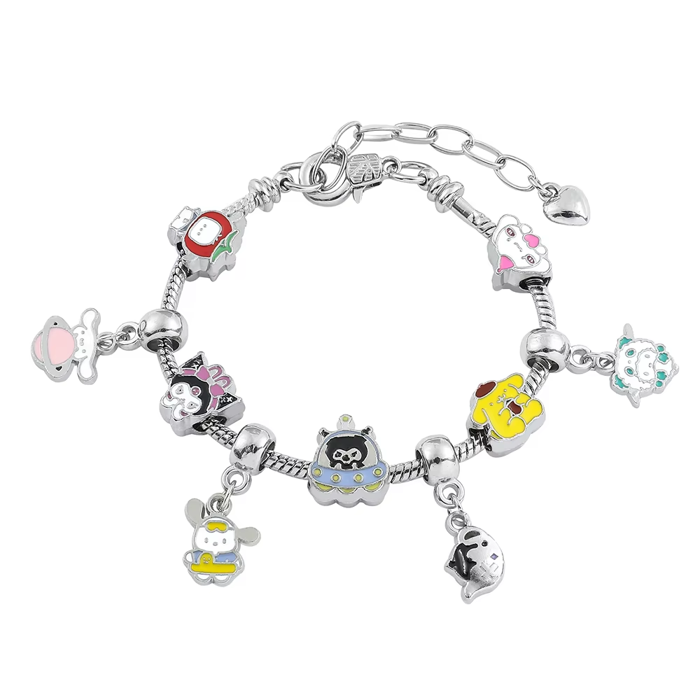 HK Gold Plated Bracelet with Charms - High-Quality Kawaii Jewelry for Women & Girls