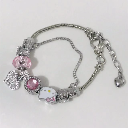 Kitty Pink Beaded Bracelet - Cute Anime-Inspired Fashion Jewelry Gift