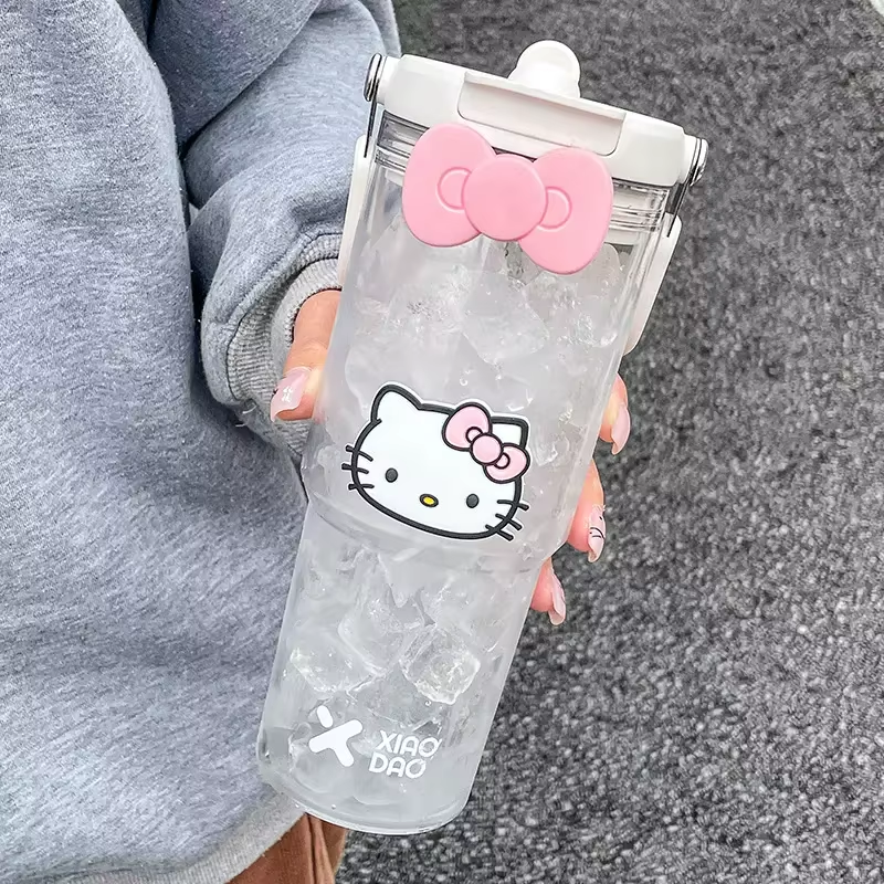 Hello Kitty Large Capacity Sports Bottle – Cute & Portable Straw Cup