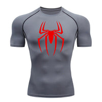 Gray w/red spider print