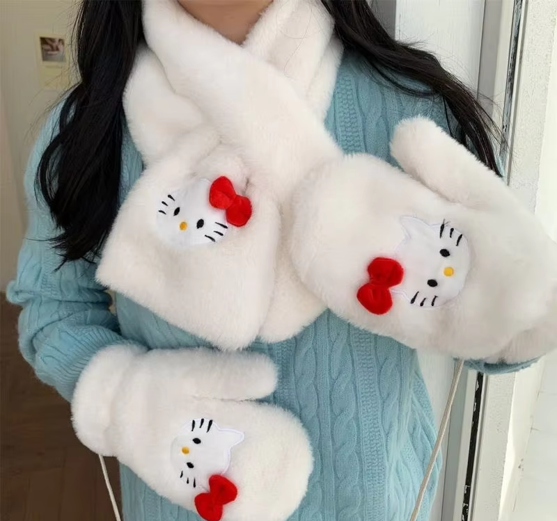 HK Plush Scarf – Cute College Style Winter Accessory, Windproof & Perfect Gift for Students