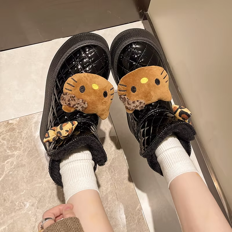 Cute Kitty Platform Snow Boots – Plush Doll Ankle Boots, Warm Cotton Shoes for Autumn/Winter