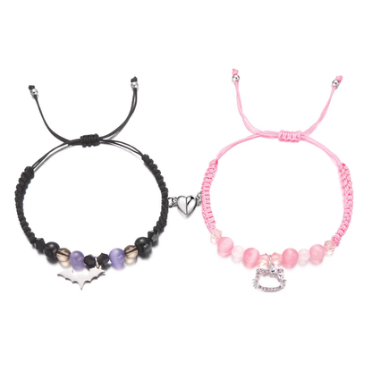 Bat & Hello Kitty Matching Bracelets - Perfect Halloween & Christmas Gift for BFFs & Family